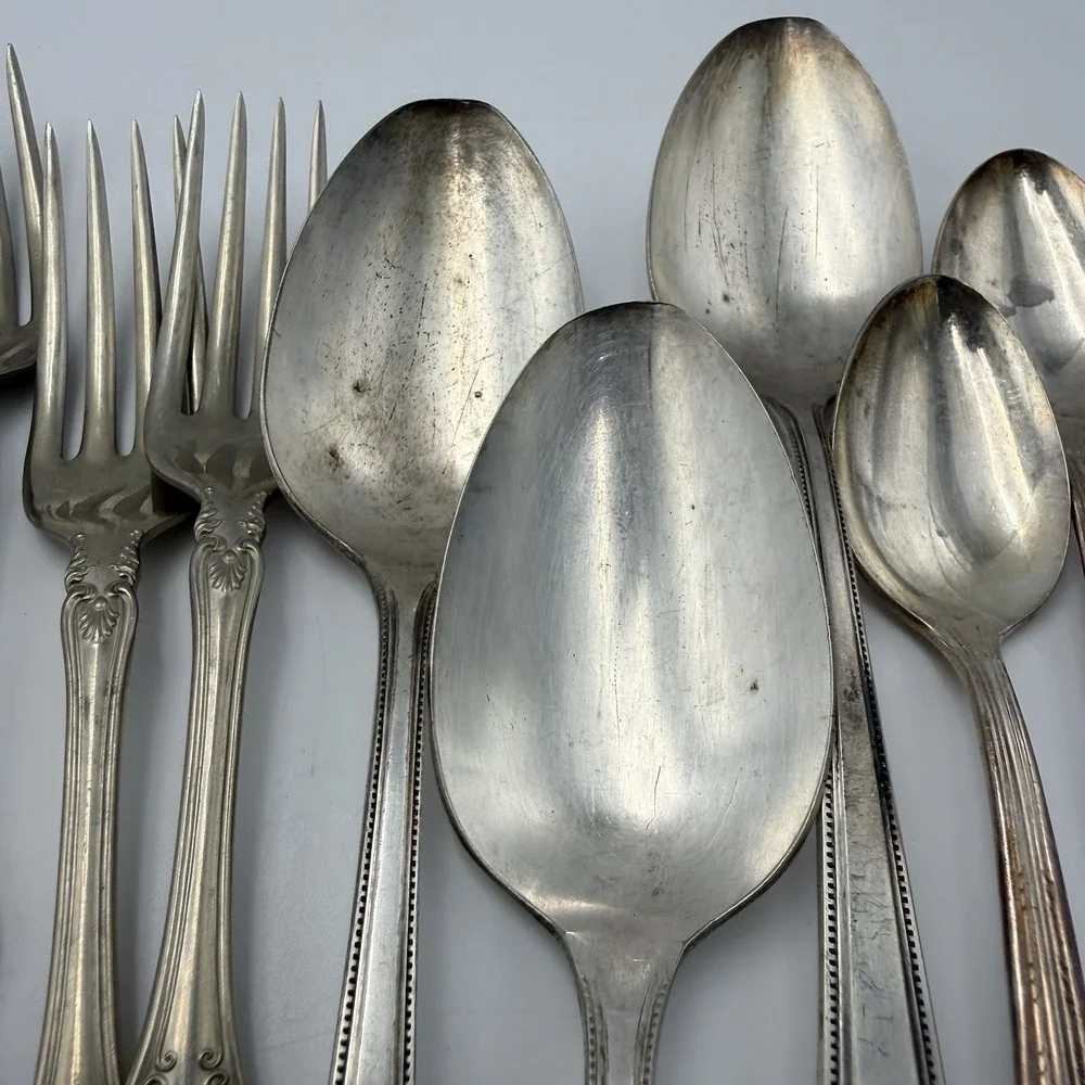 Vtg Silver Plated Flatware Mixed Lot Antique Crosby Oneida Rogers Panama Fork